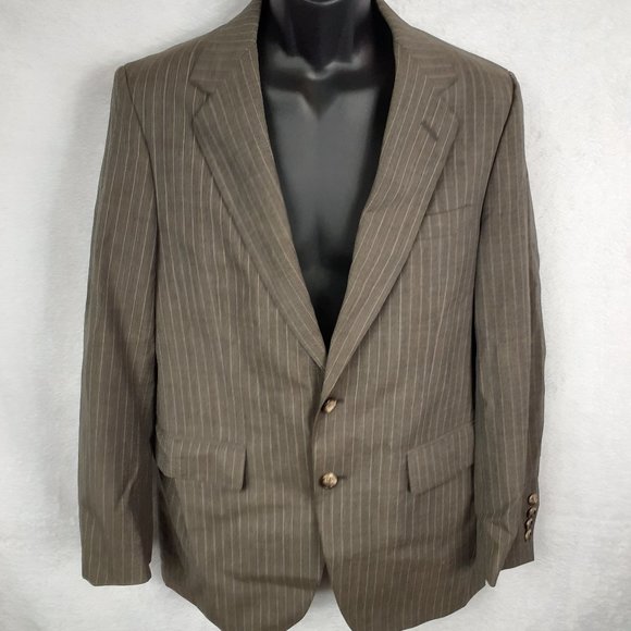 Traditionalist Men's Suit Jacket Blazer 2 Button Pockets Striped Brown Stone - Picture 1 of 9